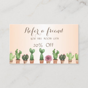 Elegante Stijlvolle Cactus Referralkaart Aanbevelingskaartje