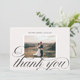 Elegante Stijlvolle Calligrafie Huwelijk 1 Foto Bedankkaart