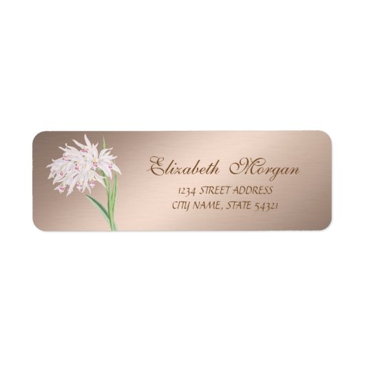 Elegante stijlvolle chic bloem adres etiket (Voorkant)