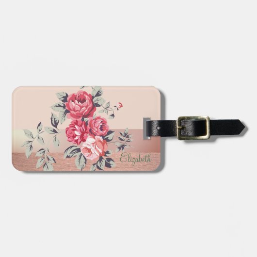 Elegante Stijlvolle Chic,Bloemen Bagagelabel (Voorkant horizontaal)