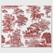 Elegante  stijlvolle Chic Horses Red Toile Cadeaupapier (Vlak)