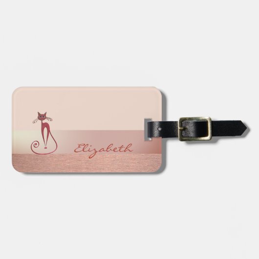 Elegante Stijlvolle Chic,Kat Bagagelabel (Voorkant horizontaal)
