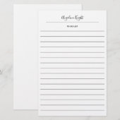 Elegante stijlvolle chic takenlijst handschrift sc briefpapier (Voorkant / Achterkant)