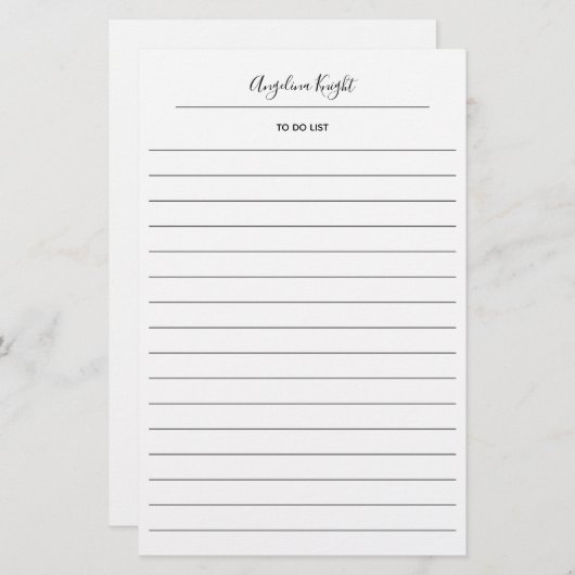 Elegante stijlvolle chic todo-lijst handschrift sc briefpapier (Voorkant / Achterkant)