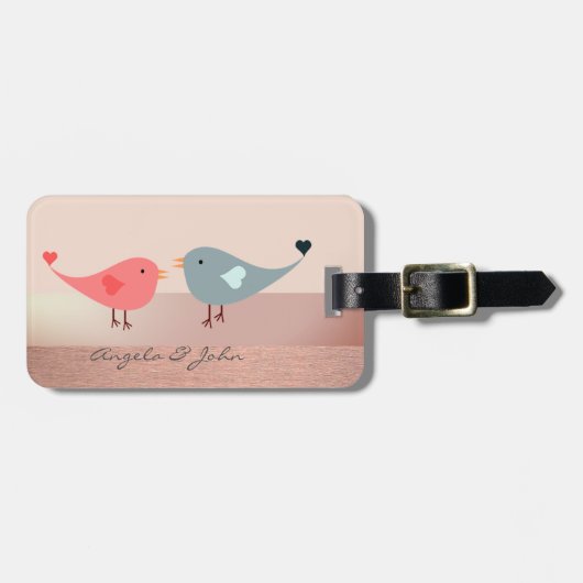 Elegante Stijlvolle Chic,Vogels Bagagelabel (Voorkant horizontaal)