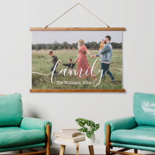 Elegante stijlvolle chique handschrift familie fot hangend wandkleed