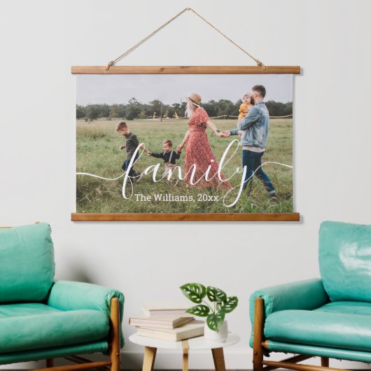 Elegante stijlvolle chique handschrift familie fot hangend wandkleed (Woonkamer)