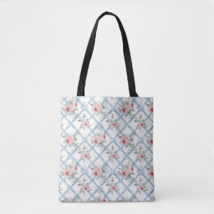 Elegante stijlvolle cute boho roze botanische bloe tote bag