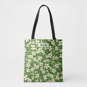 Elegante stijlvolle cute groene botanische bloem tote bag