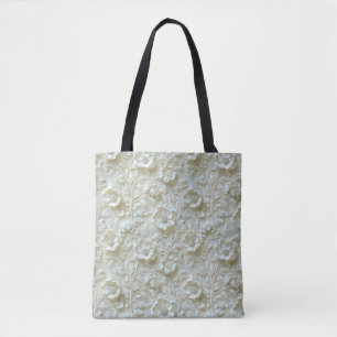 Elegante stijlvolle cute witte botanische bloem tote bag