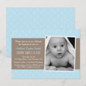 Elegante Stijlvolle Damask Fotodoop Uitnodigingen (Voorkant / Achterkant)