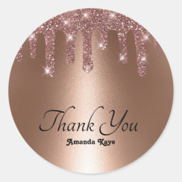 Elegante Stijlvolle Dank Je Wel Roze Gouden Nep Gl Ronde Sticker