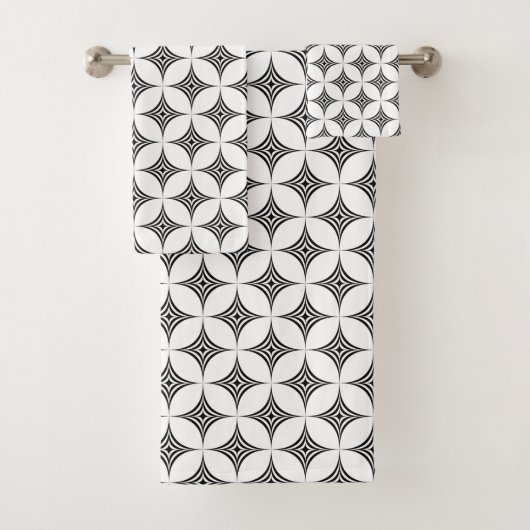 Elegante stijlvolle diamanten in zwart en wit bad handdoek (Insitu)