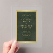 Elegante stijlvolle donkergroen gouden lijst bruil acryl uitnodigingen (Insitu (Draagbaar))