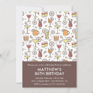Elegante stijlvolle drankjes cocktail 86e verjaard kaart
