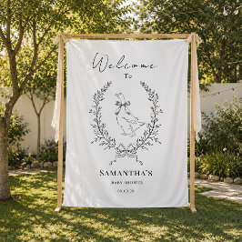 Elegante, stijlvolle, dwaze gans baby shower achte wandkleed