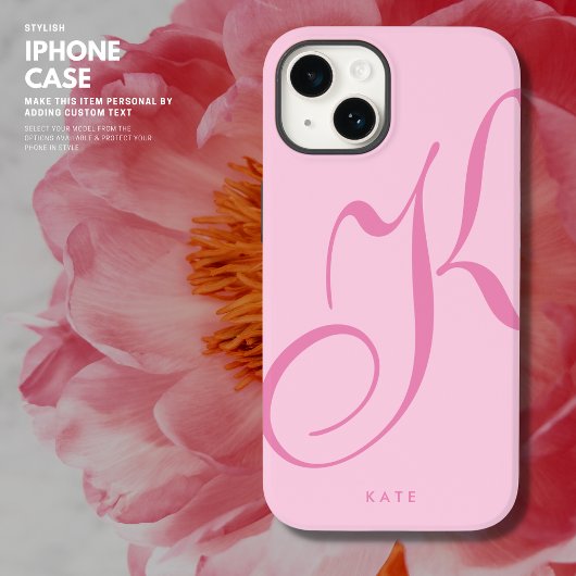 Elegante Stijlvolle Eenvoudige Roze Script Naam Case-Mate iPhone Case