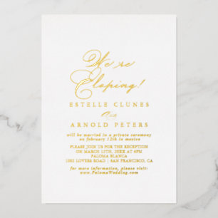 Elegante stijlvolle elopement receptie Goud   Folie Uitnodiging