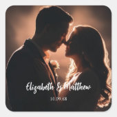 Elegante stijlvolle en chique romantische bruiloft vierkante sticker (Voorkant)