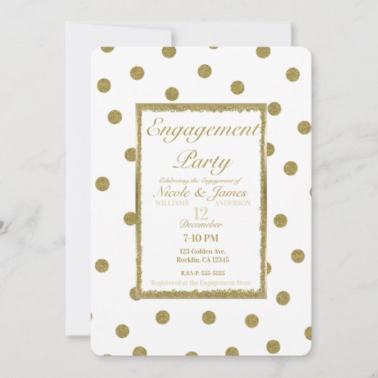 Elegante stijlvolle en chique witgouden verlovings kaart (Voorkant)