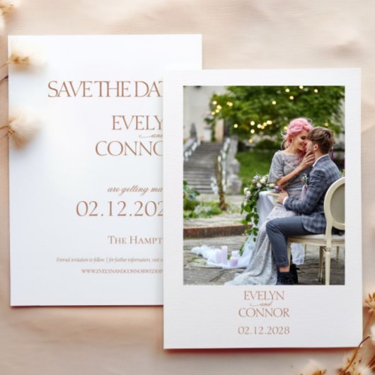 Elegante stijlvolle foto bruiloft Save the date