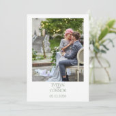 Elegante stijlvolle foto bruiloft Save the date (Staand voorkant)