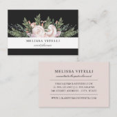 Elegante stijlvolle geschilderde Boho bloemen | Zw Visitekaartje (Voorkant / Achterkant)