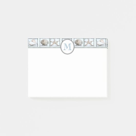 Elegante stijlvolle girly zeeschelpen en ster mono post-it® notes (Voorkant)
