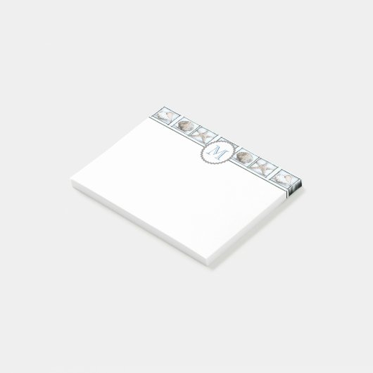 Elegante stijlvolle girly zeeschelpen en ster mono post-it® notes (Schuin)