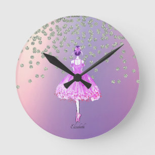 Elegante stijlvolle glanzende diamanten ballerina ronde klok