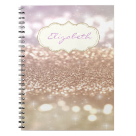 Elegante stijlvolle, glanzende, glitterende bokeh notitieboek