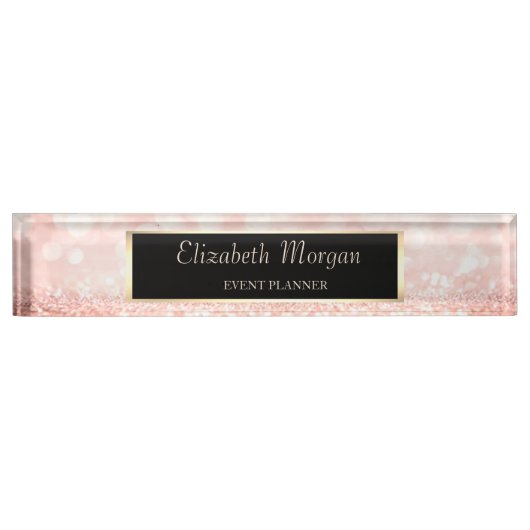 Elegante stijlvolle glitter bokeh, frame naambordje (Voorkant)
