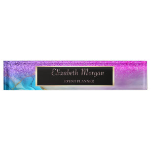 Elegante stijlvolle glitter bokeh, paarse marmer,  naambordje