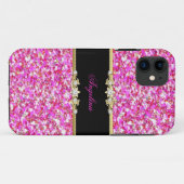 Elegante stijlvolle glitter look roze zwart goud Case-Mate iPhone case (Achterkant (horizontaal))