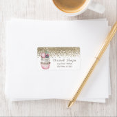 Elegante stijlvolle gouden diamanten cupcake macar etiket (Insitu)