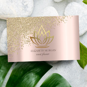 Elegante Stijlvolle Gouden Diamanten Lotus Roze Go Visitekaartje