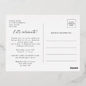 Elegante stijlvolle gouden foto afstudeerfeest folie uitnodiging briefkaart (Achterkant)