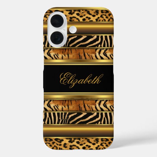 Elegante stijlvolle gouden gemengde dierenprint Case-Mate iPhone case (Achterkant)