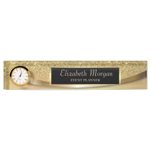 Elegante stijlvolle gouden glitter bokeh naambordje