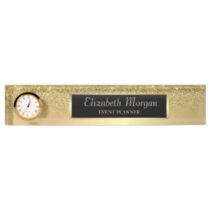 Elegante Stijlvolle Gouden Glitter Bokeh Ombre Naambordje