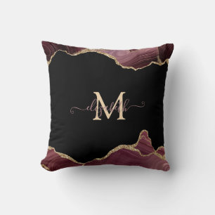 Elegante Stijlvolle Gouden Glitter Burgundy Agaat Kussen