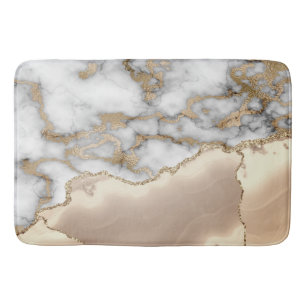 Elegante Stijlvolle Gouden Glitter Crème Marmer Badmat