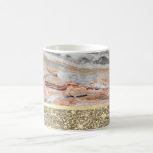 Elegante Stijlvolle Gouden Glitter Glanzende Marme Koffiemok