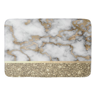 Elegante Stijlvolle Gouden Glitter Glanzende Witte Badmat