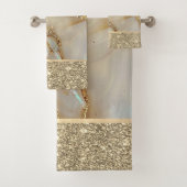 Elegante stijlvolle gouden glitter kleurrijk marme bad handdoek (Insitu)