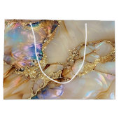 Elegante stijlvolle gouden glitter kleurrijk marme groot cadeauzakje (Achterkant)