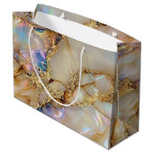 Elegante stijlvolle gouden glitter kleurrijk marme groot cadeauzakje (Achterkant Gekanteld)