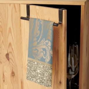 Elegante Stijlvolle Gouden Glitter Vintage Damast Theedoek