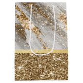 Elegante stijlvolle gouden glitters glanzend  medium cadeauzakje (Achterkant)