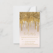 Elegante stijlvolle gouden glitters RSVP bruiloft Notitiekaartje (Voorkant)